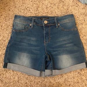 high rise denim shorts